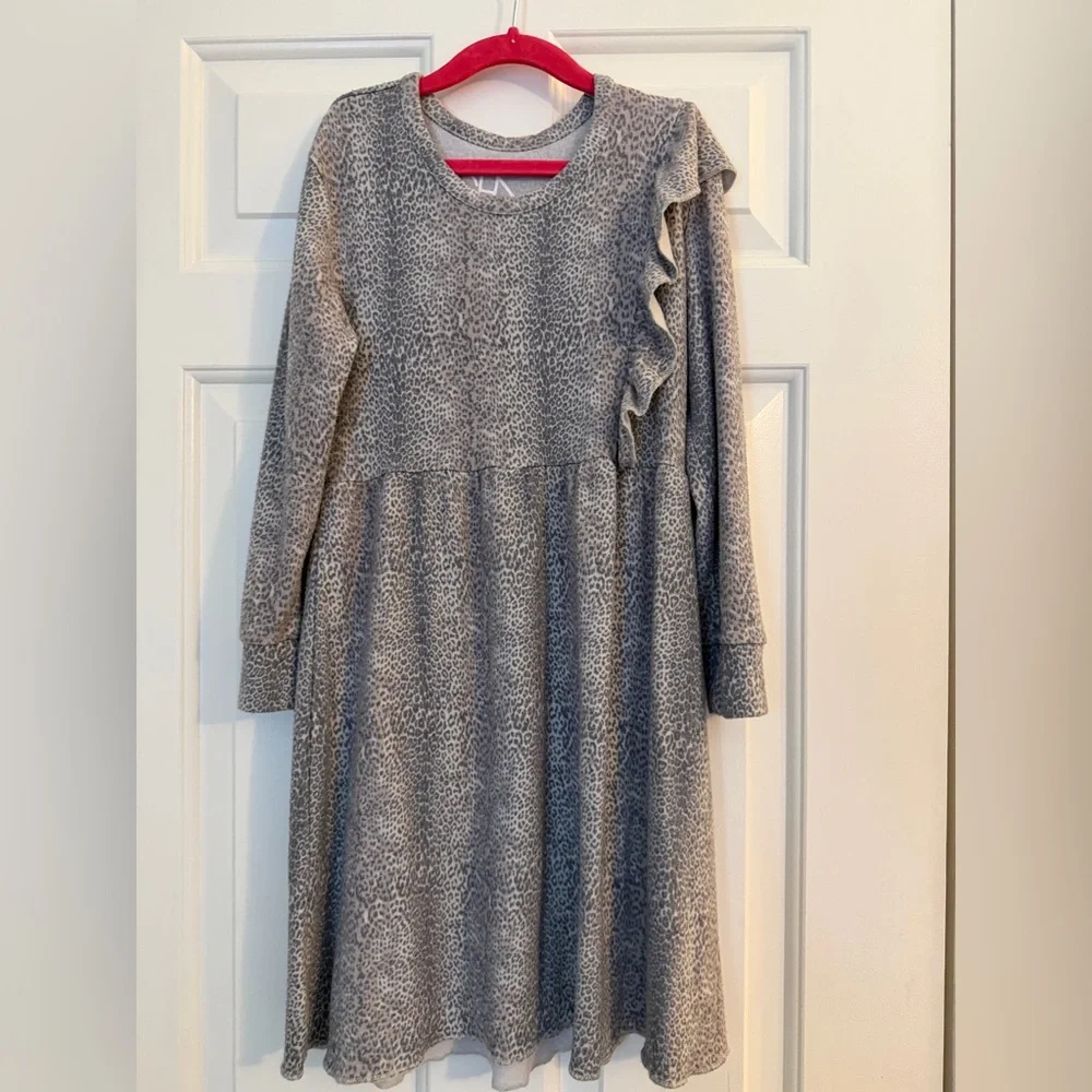 Chaser Gray Leopard Print Kids Dress